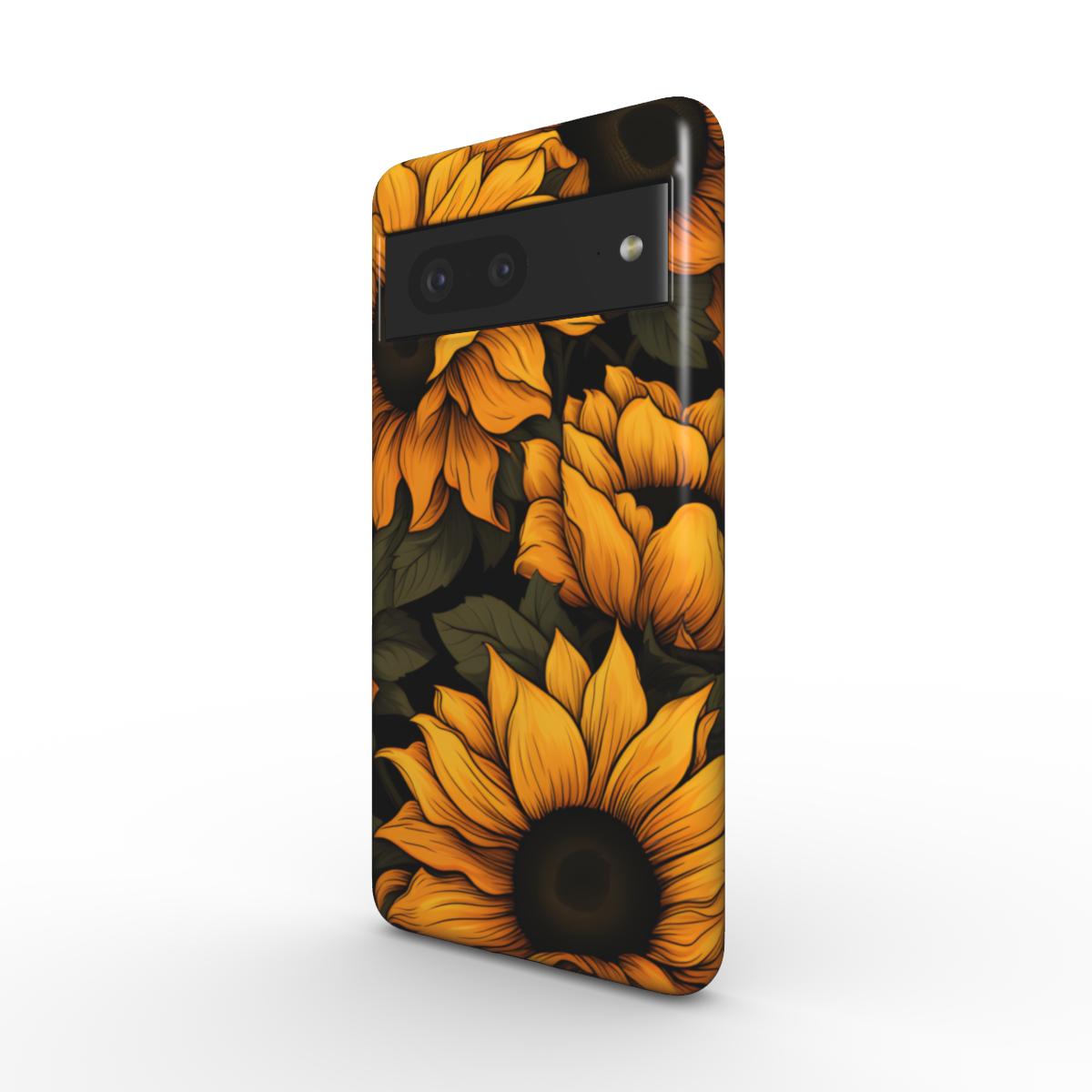 Handyhülle mit illustriertem Sonnenblumen-Muster, für viele verschiedene aktuelle Handymodelle