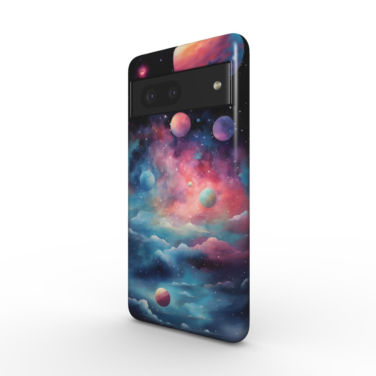 Handyhülle im Galaxy-Stil mit viele Planeten und Wolken, für Google Pixel Pro