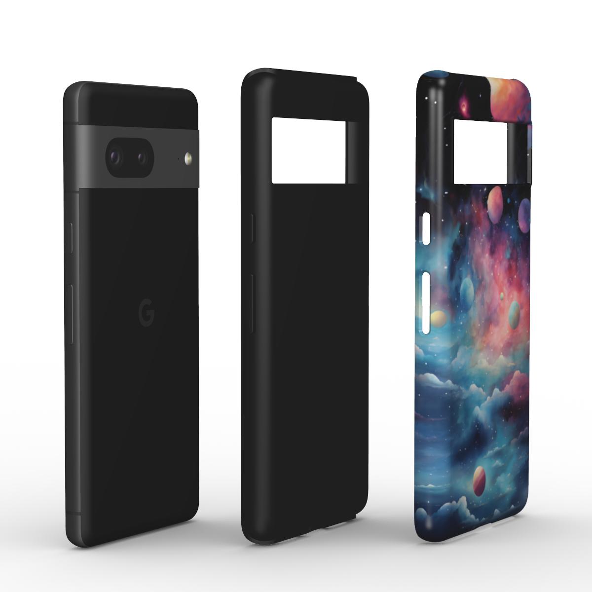 Robuste, stoßdämpfende Tough Case Handyhülle im Galaxy-Stil mit viele Planeten und Wolken, für verschiedene Handymodelle